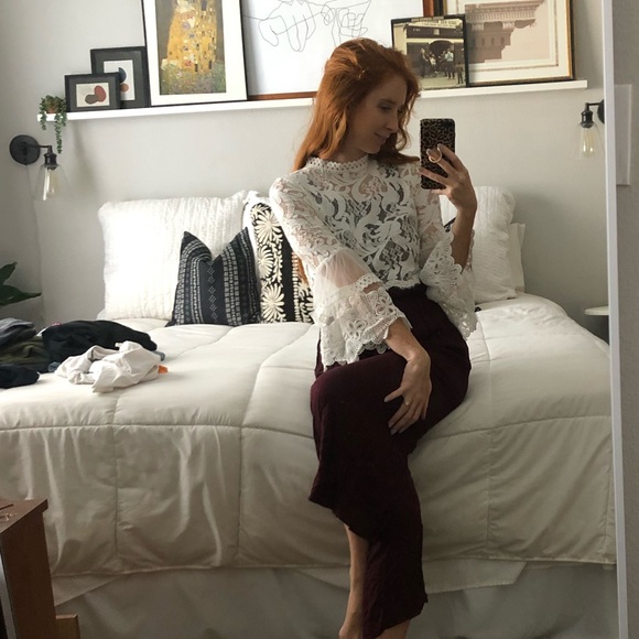 Lace Bell Sleeve Top - Picture 2 of 5